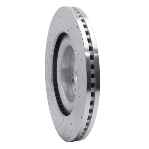 Genesis G90 Brake Rotor (1) - Front Right - R1 Concepts - Drilled & Slotted - Silver - `17-`22